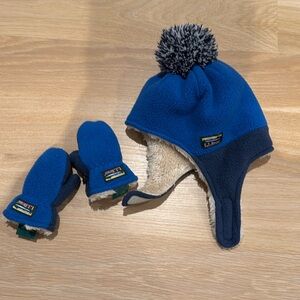 LL Bean baby hat and mittens set